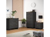 Granville 3-Piece Standard Dresser, Tall Narrow Chest and Nightstand Set in Dark Grey by Manhattan Comfort at Eve Furniture