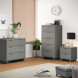 Granville 3-Piece Standard Dresser, Tall Narrow Chest and Nightstand Set in Light Grey by Manhattan Comfort at Eve Furniture