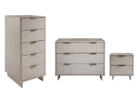 Granville 3-Piece Standard Dresser, Tall Narrow Chest and Nightstand Set in Light Grey by Manhattan Comfort at Eve Furniture