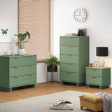 Granville 3-Piece Standard Dresser, Tall Narrow Chest and Nightstand Set in Sage Green by Manhattan Comfort at Eve Furniture