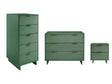 Granville 3-Piece Standard Dresser, Tall Narrow Chest and Nightstand Set in Sage Green by Manhattan Comfort at Eve Furniture