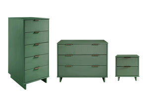 Granville 3-Piece Standard Dresser, Tall Narrow Chest and Nightstand Set in Sage Green by Manhattan Comfort at Eve Furniture