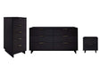 Granville 3-Piece Tall Narrow Chest, Double Dresser and Nightstand Set in Black by Manhattan Comfort at Eve Furniture