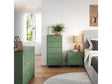 Granville 3-Piece Tall Narrow Chest, Double Dresser and Nightstand Set in Sage Green by Manhattan Comfort at Eve Furniture
