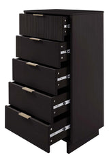 Granville 3-Piece Tall Narrow Chest, Double Dresser Set and Standard Dresser Set in Black by Manhattan Comfort at Eve Furniture