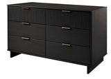 Granville 3-Piece Tall Narrow Chest, Double Dresser Set and Standard Dresser Set in Black by Manhattan Comfort at Eve Furniture