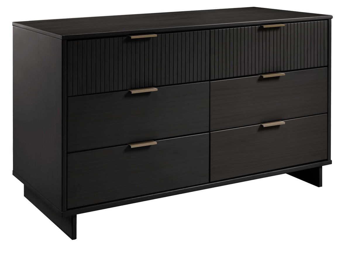 Granville 3-Piece Tall Narrow Chest, Double Dresser Set and Standard Dresser Set in Black by Manhattan Comfort at Eve Furniture