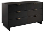 Granville 3-Piece Tall Narrow Chest, Double Dresser Set and Standard Dresser Set in Black by Manhattan Comfort at Eve Furniture