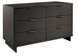 Granville 3-Piece Tall Narrow Chest, Double Dresser Set and Standard Dresser Set in Dark Grey by Manhattan Comfort at Eve Furniture