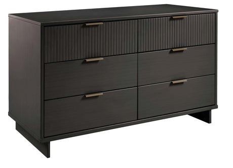 Granville 3-Piece Tall Narrow Chest, Double Dresser Set and Standard Dresser Set in Dark Grey by Manhattan Comfort at Eve Furniture