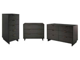 Granville 3-Piece Tall Narrow Chest, Double Dresser Set and Standard Dresser Set in Dark Grey by Manhattan Comfort at Eve Furniture