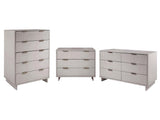 Granville 3-Piece Tall Narrow Chest, Double Dresser Set and Standard Dresser Set in Light Grey by Manhattan Comfort at Eve Furniture