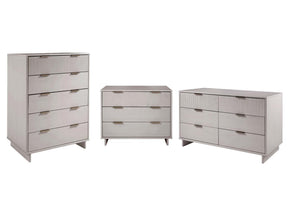 Granville 3-Piece Tall Narrow Chest, Double Dresser Set and Standard Dresser Set in Light Grey by Manhattan Comfort at Eve Furniture
