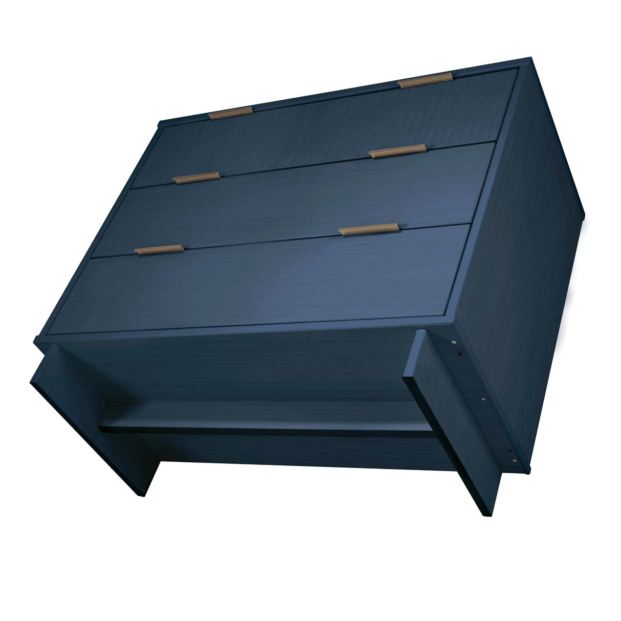 Granville 3-Piece Tall Narrow Chest, Double Dresser Set and Standard Dresser Set in Midnight Blue by Manhattan Comfort at Eve Furniture