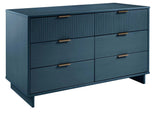 Granville 3-Piece Tall Narrow Chest, Double Dresser Set and Standard Dresser Set in Midnight Blue by Manhattan Comfort at Eve Furniture
