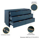 Granville 3-Piece Tall Narrow Chest, Double Dresser Set and Standard Dresser Set in Midnight Blue by Manhattan Comfort at Eve Furniture