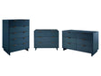 Granville 3-Piece Tall Narrow Chest, Double Dresser Set and Standard Dresser Set in Midnight Blue by Manhattan Comfort at Eve Furniture