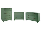 Granville 3-Piece Tall Narrow Chest, Double Dresser Set and Standard Dresser Set in Sage Green by Manhattan Comfort at Eve Furniture