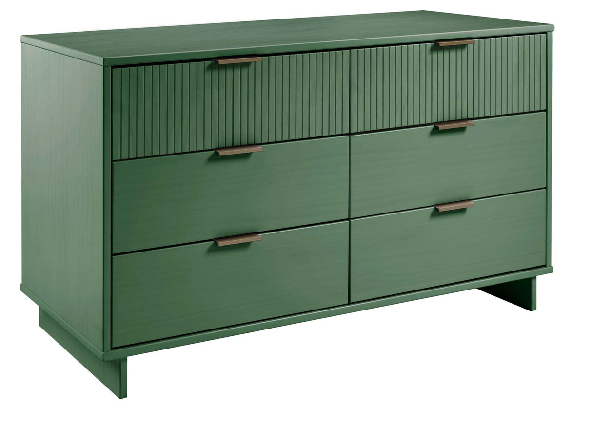 Granville 3-Piece Tall Narrow Chest, Double Dresser Set and Standard Dresser Set in Sage Green by Manhattan Comfort at Eve Furniture