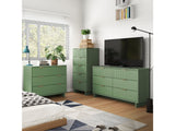 Granville 3-Piece Tall Narrow Chest, Double Dresser Set and Standard Dresser Set in Sage Green by Manhattan Comfort at Eve Furniture