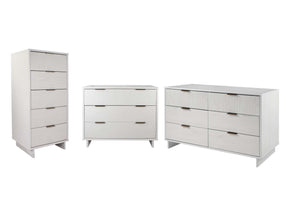 Granville 3-Piece Tall Narrow Chest, Double Dresser Set and Standard Dresser Set in White by Manhattan Comfort at Eve Furniture