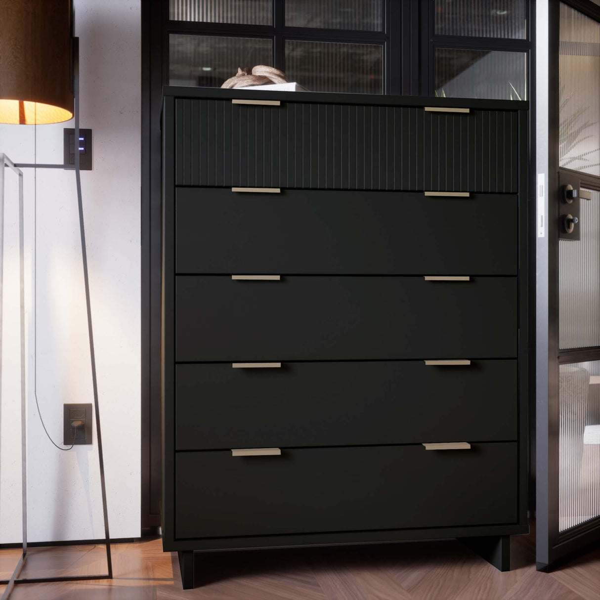 Granville 45.27 Tall Dresser in Black by Manhattan Comfort at Eve Furniture