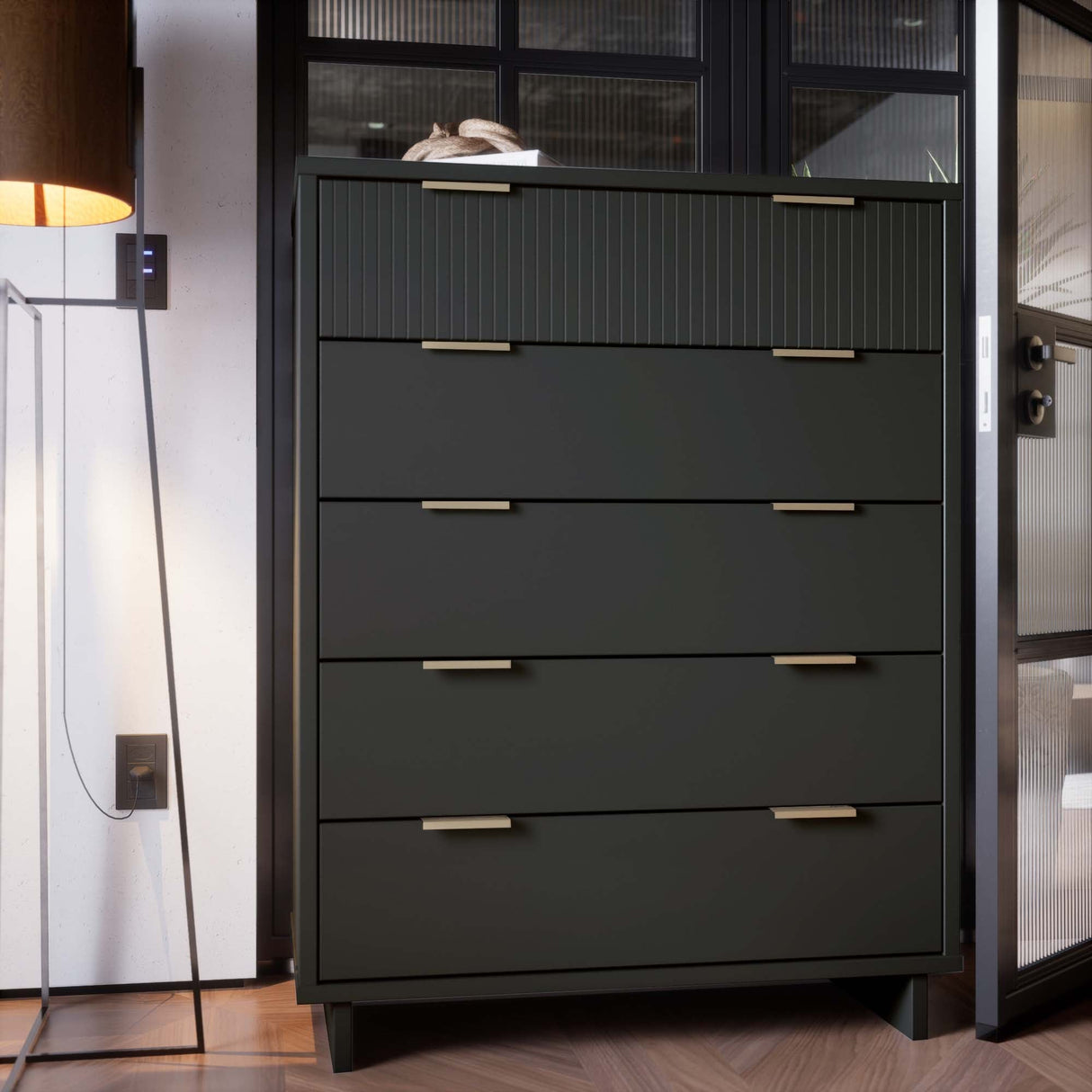 Granville 45.27 Tall Dresser in Dark Grey by Manhattan Comfort at Eve Furniture