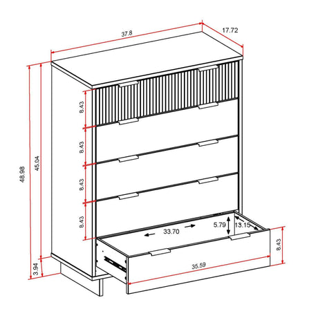 Granville 45.27 Tall Dresser in Light Grey by Manhattan Comfort at Eve Furniture