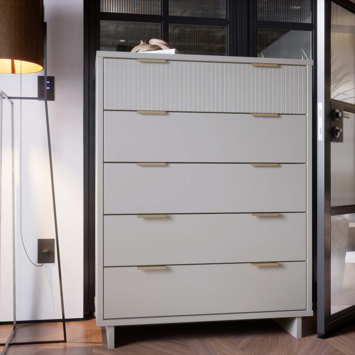 Granville 45.27 Tall Dresser in Light Grey by Manhattan Comfort at Eve Furniture