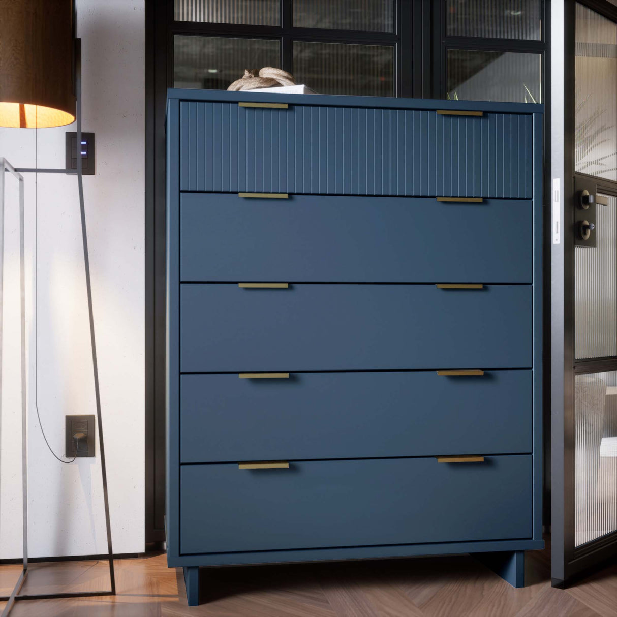 Granville 45.27 Tall Dresser in Midnight Blue by Manhattan Comfort at Eve Furniture