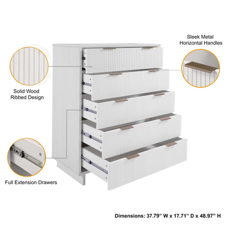 Granville 45.27 Tall Dresser in White by Manhattan Comfort at Eve Furniture