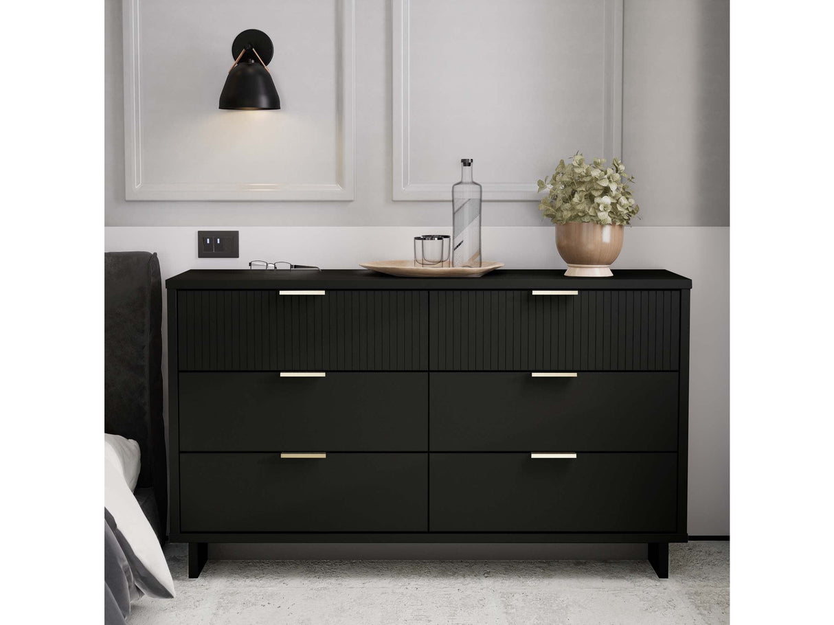 Granville 55.07 Double Wide Dresser in Black by Manhattan Comfort at Eve Furniture