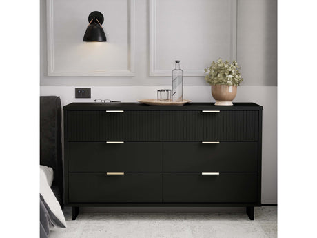 Granville 55.07 Double Wide Dresser in Black by Manhattan Comfort at Eve Furniture