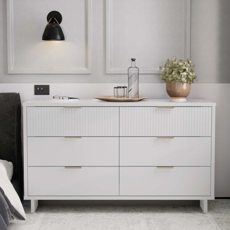 Granville 55.07 Double Wide Dresser in White by Manhattan Comfort at Eve Furniture