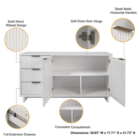 Granville 55.07 Sideboard in White by Manhattan Comfort at Eve Furniture