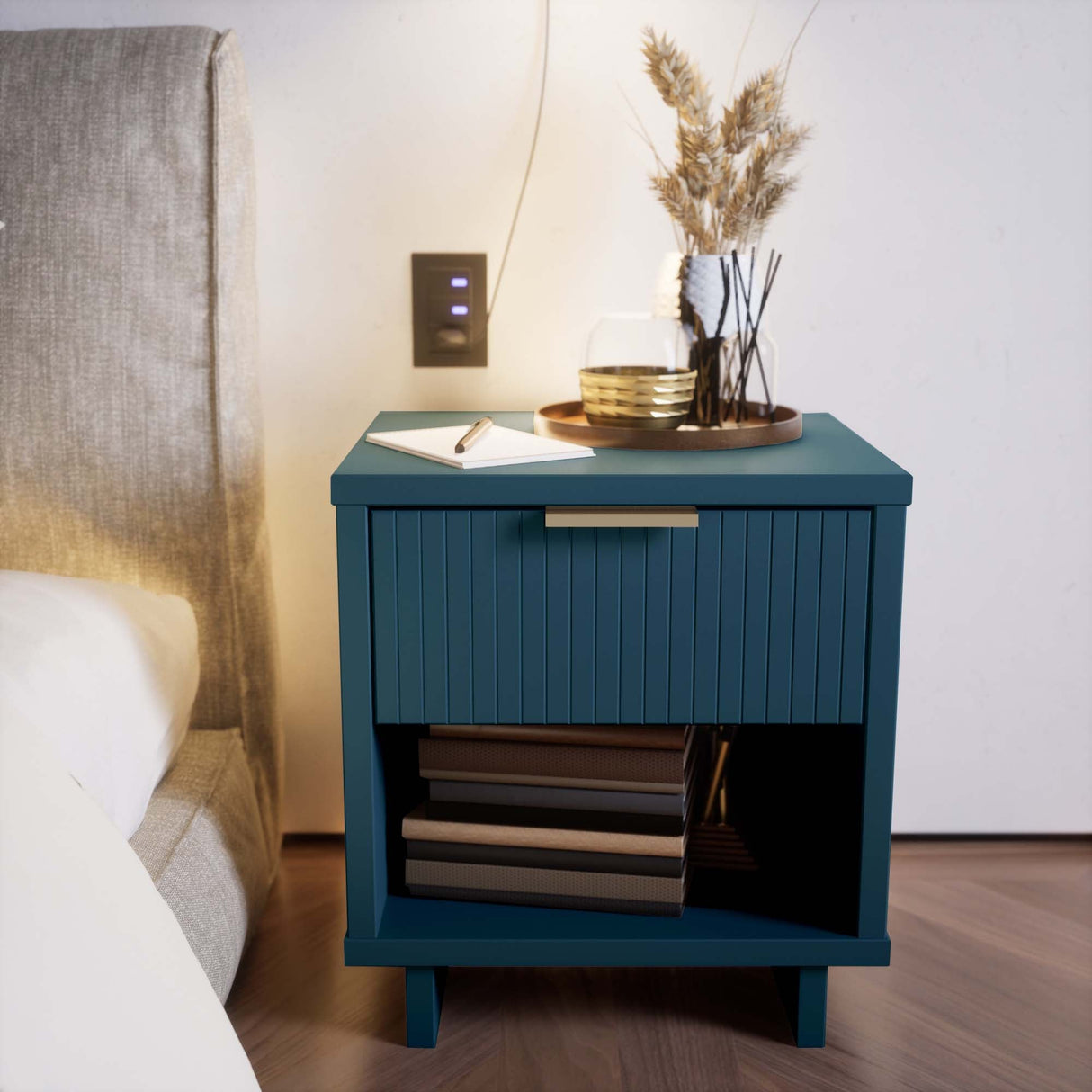 Granville Nightstand 1.0 in Midnight Blue by Manhattan Comfort at Eve Furniture