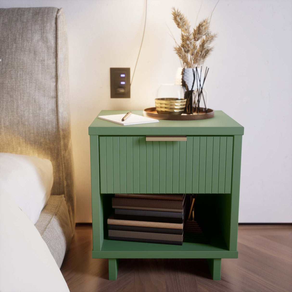 Granville Nightstand 1.0 in Sage Green by Manhattan Comfort at Eve Furniture