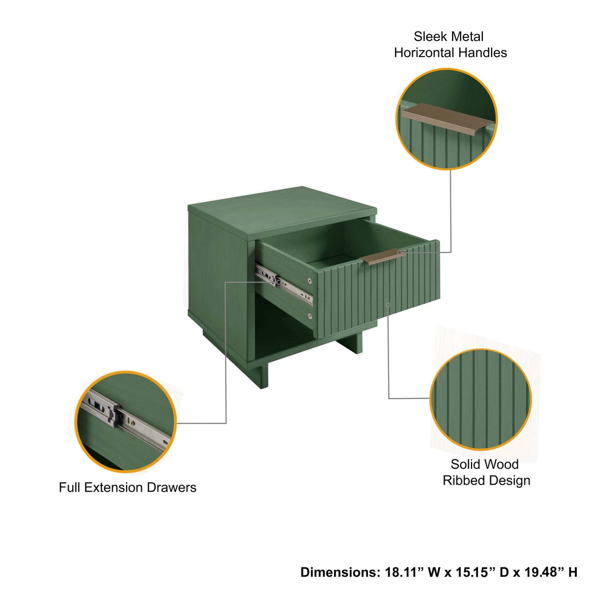 Granville Nightstand 1.0 in Sage Green by Manhattan Comfort at Eve Furniture