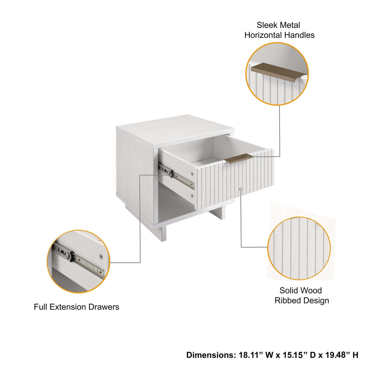 Granville Nightstand 1.0 in White by Manhattan Comfort at Eve Furniture