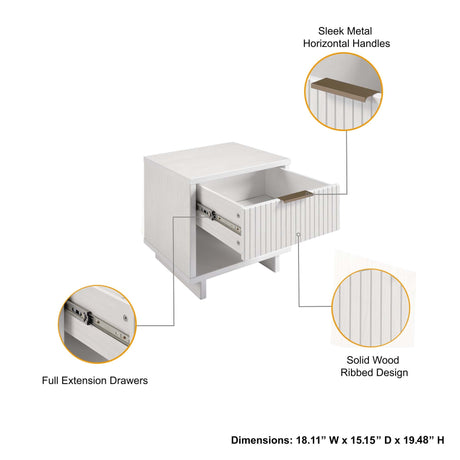 Granville Nightstand 1.0 in White by Manhattan Comfort at Eve Furniture