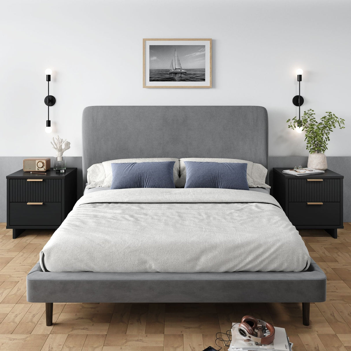 Granville Nightstand 2.0 in Black (set of 2) by Manhattan Comfort at Eve Furniture