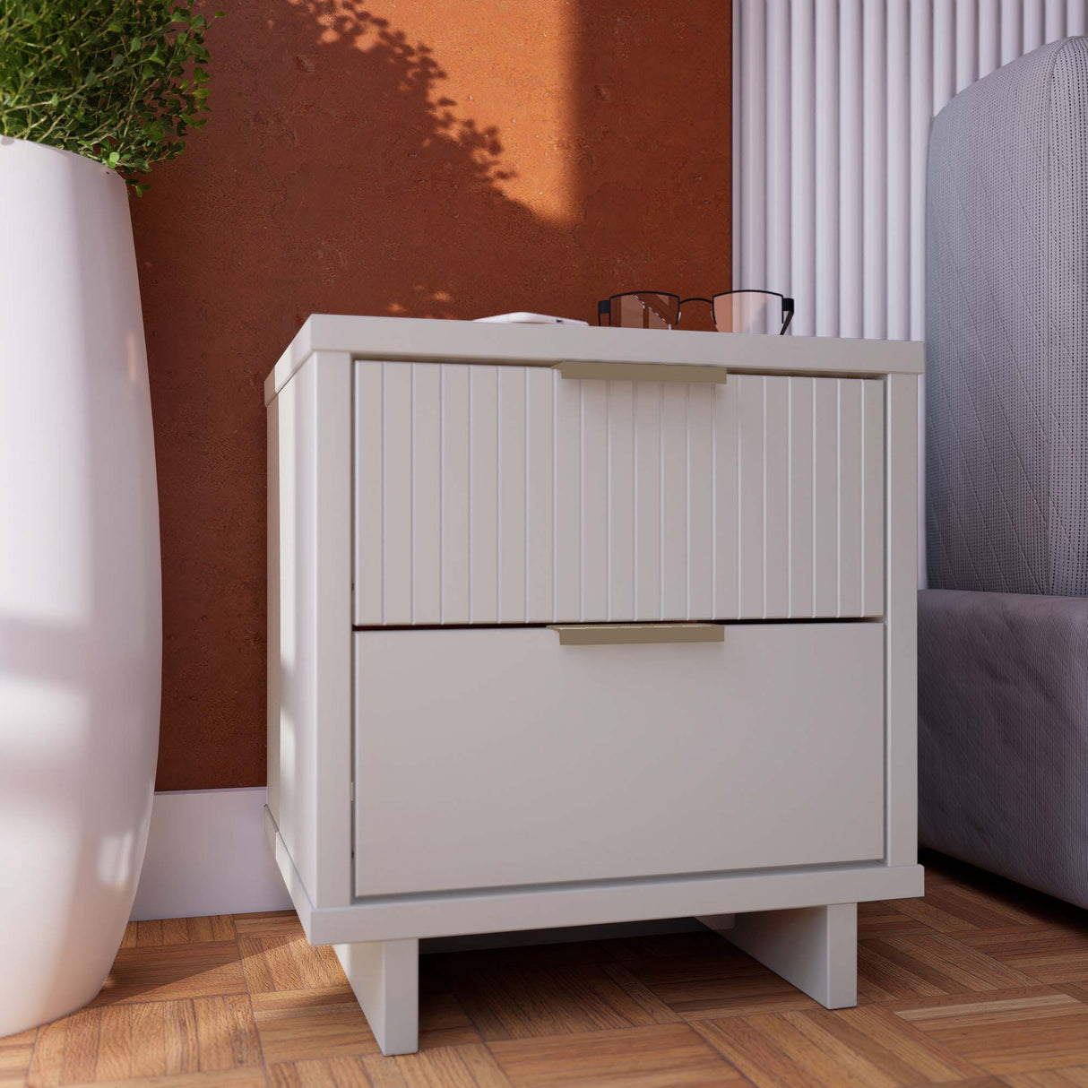 Granville Nightstand 2.0 in White by Manhattan Comfort at Eve Furniture