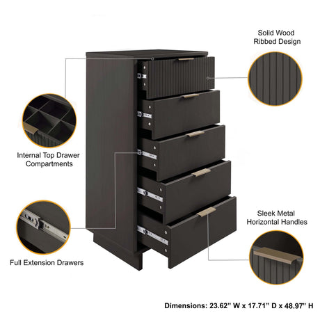 Granville Tall 23.62 Narrow Dresser in Dark Grey by Manhattan Comfort at Eve Furniture