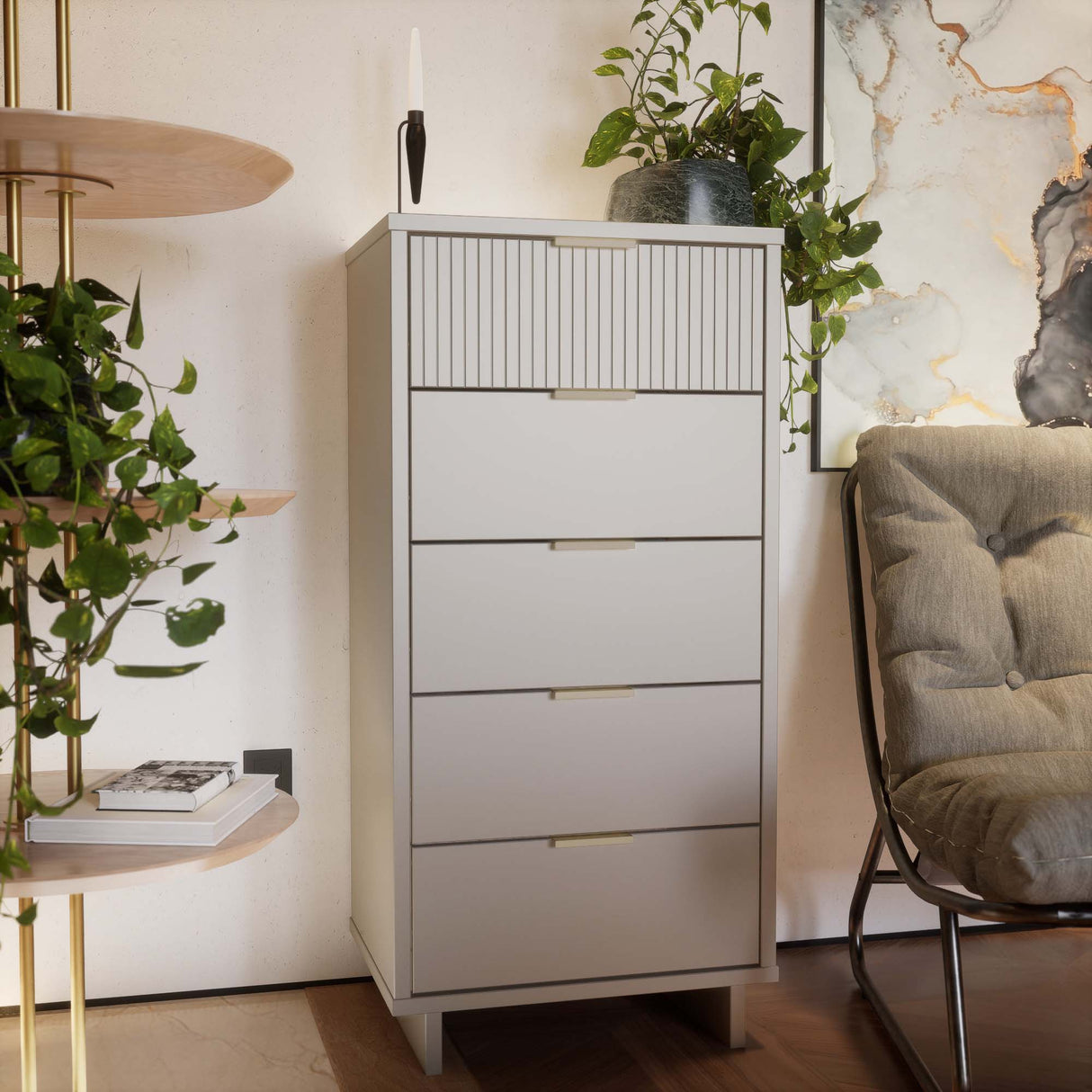 Granville Tall 23.62 Narrow Dresser in Light Grey by Manhattan Comfort at Eve Furniture