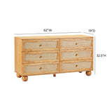 Grappa Natural Wood & Rattan Wavy Dresser by TOV Furniture at Eve Furniture