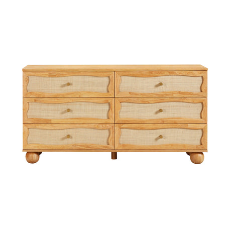 Grappa Natural Wood & Rattan Wavy Dresser by TOV Furniture at Eve Furniture