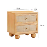 Grappa Natural Wood & Rattan Wavy Nightstand by TOV Furniture at Eve Furniture