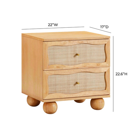 Grappa Natural Wood & Rattan Wavy Nightstand by TOV Furniture at Eve Furniture