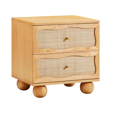 Grappa Natural Wood & Rattan Wavy Nightstand by TOV Furniture at Eve Furniture