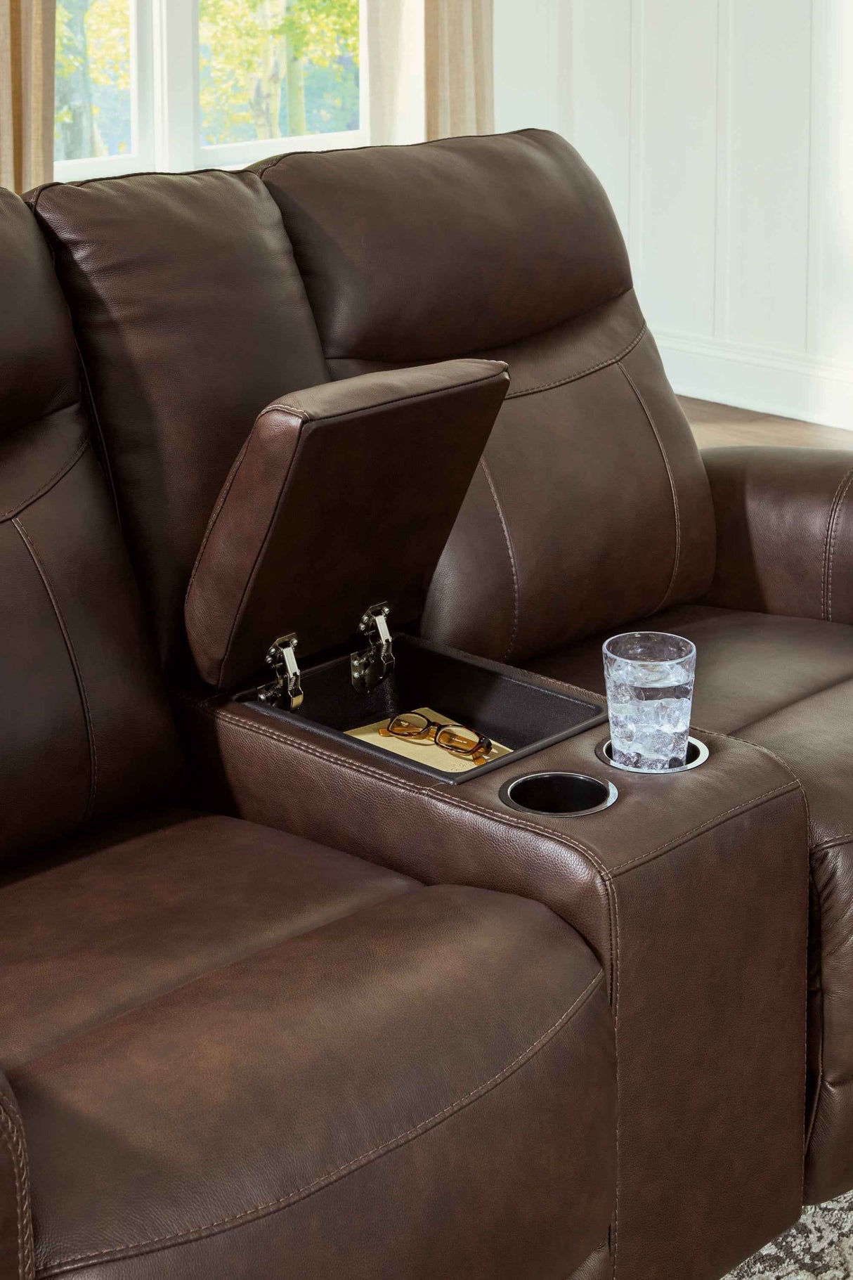 Gravier Cordova Power Reclining Loveseat with Console by Ashley at Eve Furniture